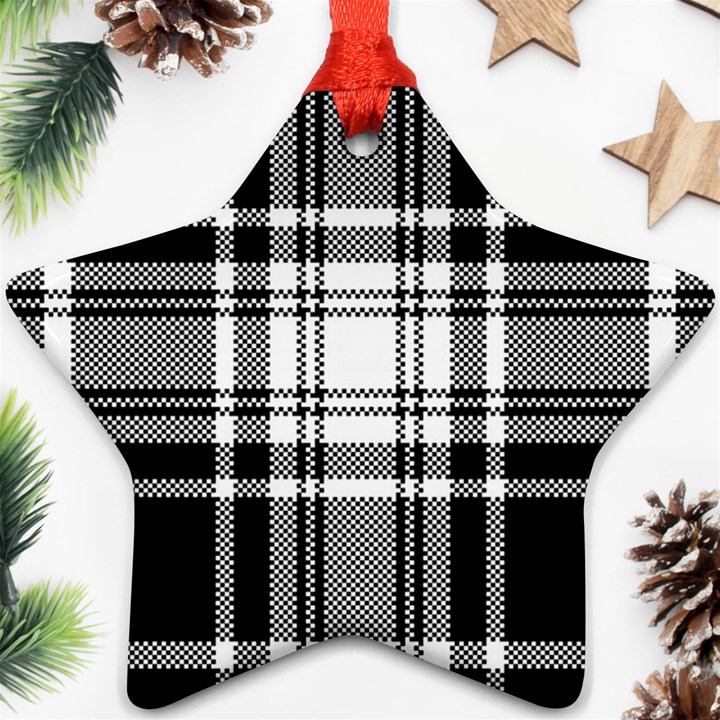 Pixel-background-design-modern-seamless-pattern-plaid-square-texture-fabric-tartan-scottish-textile- Star Ornament (Two Sides)