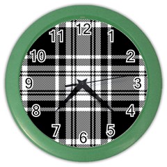 Pixel-background-design-modern-seamless-pattern-plaid-square-texture-fabric-tartan-scottish-textile- Color Wall Clock by uniart180623