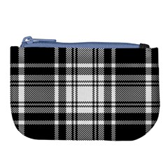 Pixel-background-design-modern-seamless-pattern-plaid-square-texture-fabric-tartan-scottish-textile- Large Coin Purse by uniart180623