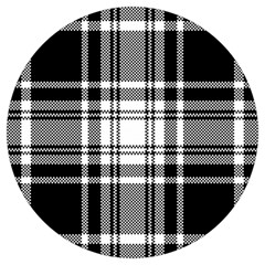 Pixel-background-design-modern-seamless-pattern-plaid-square-texture-fabric-tartan-scottish-textile- Round Trivet by uniart180623