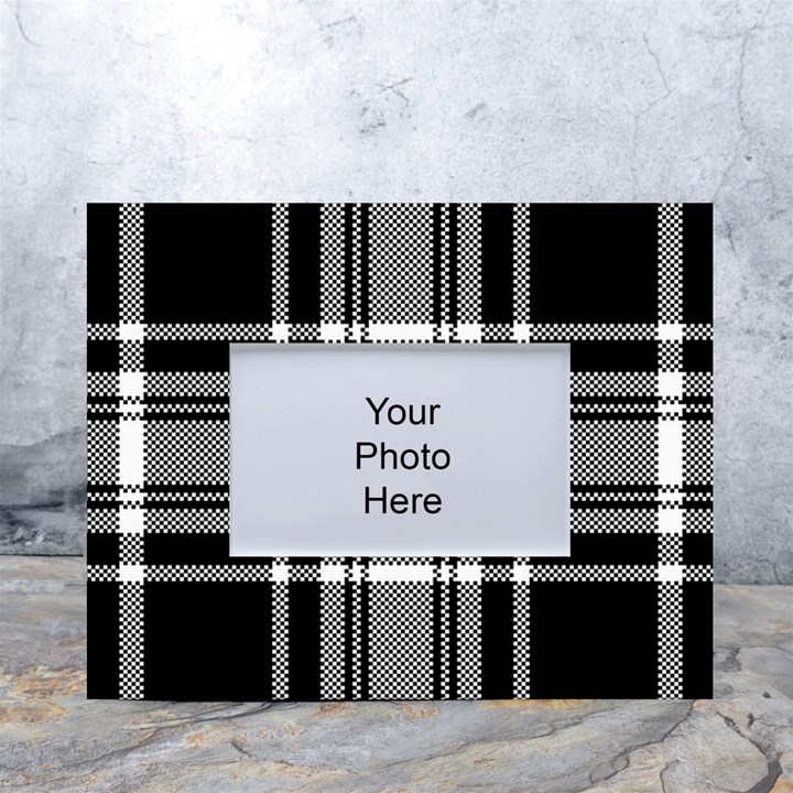 Pixel-background-design-modern-seamless-pattern-plaid-square-texture-fabric-tartan-scottish-textile- White Tabletop Photo Frame 4 x6 