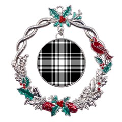 Pixel-background-design-modern-seamless-pattern-plaid-square-texture-fabric-tartan-scottish-textile- Metal X mas Wreath Holly Leaf Ornament