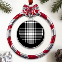 Pixel-background-design-modern-seamless-pattern-plaid-square-texture-fabric-tartan-scottish-textile- Metal Red Ribbon Round Ornament