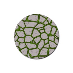 Cartoon-gray-stone-seamless-background-texture-pattern Green Rubber Coaster (round) by uniart180623