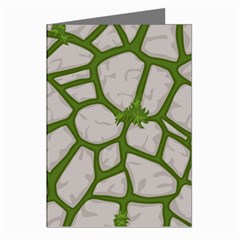 Cartoon-gray-stone-seamless-background-texture-pattern Green Greeting Cards (pkg Of 8) by uniart180623