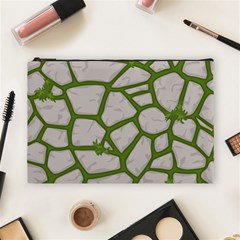 Cartoon-gray-stone-seamless-background-texture-pattern Green Cosmetic Bag (large) by uniart180623