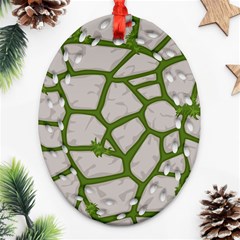 Cartoon-gray-stone-seamless-background-texture-pattern Green Oval Filigree Ornament (two Sides)