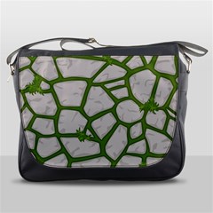 Cartoon-gray-stone-seamless-background-texture-pattern Green Messenger Bag by uniart180623