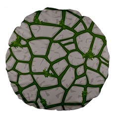 Cartoon-gray-stone-seamless-background-texture-pattern Green Large 18  Premium Flano Round Cushions by uniart180623