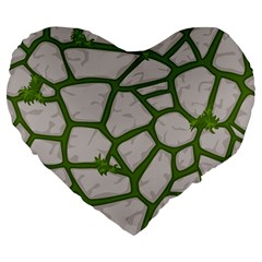 Cartoon-gray-stone-seamless-background-texture-pattern Green Large 19  Premium Flano Heart Shape Cushions by uniart180623