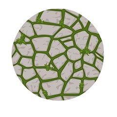 Cartoon-gray-stone-seamless-background-texture-pattern Green Mini Round Pill Box by uniart180623