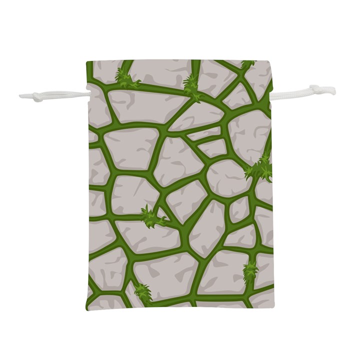 Cartoon-gray-stone-seamless-background-texture-pattern Green Lightweight Drawstring Pouch (L)