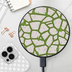 Cartoon-gray-stone-seamless-background-texture-pattern Green Wireless Fast Charger(black) by uniart180623