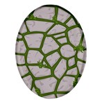 Cartoon-gray-stone-seamless-background-texture-pattern Green Oval Glass Fridge Magnet (4 pack) Front