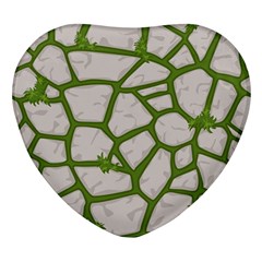 Cartoon-gray-stone-seamless-background-texture-pattern Green Heart Glass Fridge Magnet (4 Pack)