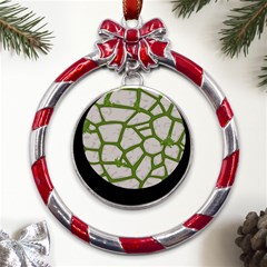 Cartoon-gray-stone-seamless-background-texture-pattern Green Metal Red Ribbon Round Ornament