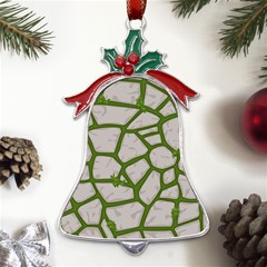 Cartoon-gray-stone-seamless-background-texture-pattern Green Metal Holly Leaf Bell Ornament by uniart180623