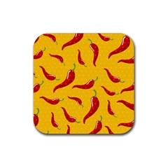 Chili-vegetable-pattern-background Rubber Coaster (square) by uniart180623