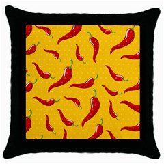 Chili-vegetable-pattern-background Throw Pillow Case (black) by uniart180623