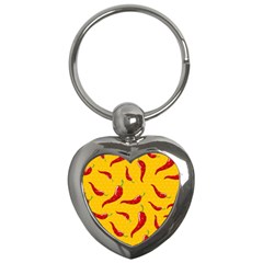 Chili-vegetable-pattern-background Key Chain (heart) by uniart180623