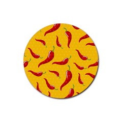 Chili-vegetable-pattern-background Rubber Coaster (round) by uniart180623