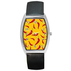 Chili-vegetable-pattern-background Barrel Style Metal Watch by uniart180623