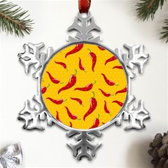 Chili-vegetable-pattern-background Metal Small Snowflake Ornament