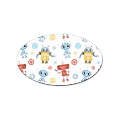 Cute-cartoon-robots-seamless-pattern Sticker (oval) by uniart180623