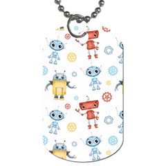 Cute-cartoon-robots-seamless-pattern Dog Tag (one Side) by uniart180623