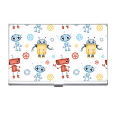 Cute-cartoon-robots-seamless-pattern Business Card Holder by uniart180623