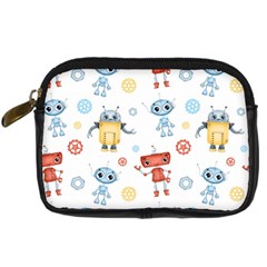 Cute-cartoon-robots-seamless-pattern Digital Camera Leather Case by uniart180623