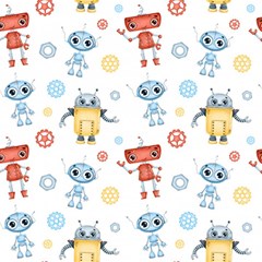 Cute-cartoon-robots-seamless-pattern Play Mat (square) by uniart180623