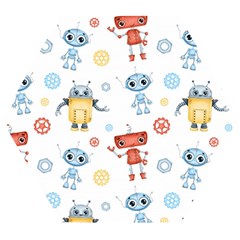 Cute-cartoon-robots-seamless-pattern Wooden Puzzle Hexagon by uniart180623