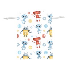 Cute-cartoon-robots-seamless-pattern Lightweight Drawstring Pouch (l) by uniart180623