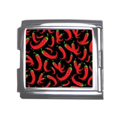 Seamless-vector-pattern-hot-red-chili-papper-black-background Mega Link Italian Charm (18mm) by uniart180623