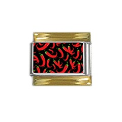 Seamless-vector-pattern-hot-red-chili-papper-black-background Gold Trim Italian Charm (9mm) by uniart180623