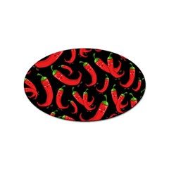 Seamless-vector-pattern-hot-red-chili-papper-black-background Sticker Oval (10 Pack) by uniart180623