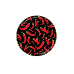 Seamless-vector-pattern-hot-red-chili-papper-black-background Hat Clip Ball Marker (10 Pack) by uniart180623