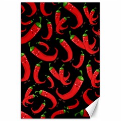 Seamless-vector-pattern-hot-red-chili-papper-black-background Canvas 20  X 30  by uniart180623