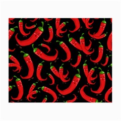 Seamless-vector-pattern-hot-red-chili-papper-black-background Small Glasses Cloth (2 Sides) by uniart180623