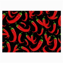 Seamless-vector-pattern-hot-red-chili-papper-black-background Large Glasses Cloth by uniart180623