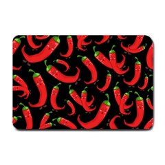 Seamless-vector-pattern-hot-red-chili-papper-black-background Small Doormat by uniart180623