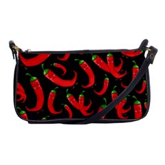 Seamless-vector-pattern-hot-red-chili-papper-black-background Shoulder Clutch Bag by uniart180623