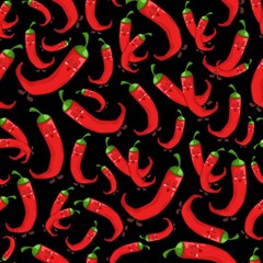 Seamless-vector-pattern-hot-red-chili-papper-black-background Play Mat (square) by uniart180623