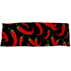 Seamless-vector-pattern-hot-red-chili-papper-black-background Body Pillow Case Dakimakura (two Sides) by uniart180623