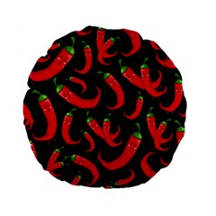 Seamless-vector-pattern-hot-red-chili-papper-black-background Standard 15  Premium Round Cushions