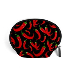 Seamless-vector-pattern-hot-red-chili-papper-black-background Accessory Pouch (small) by uniart180623