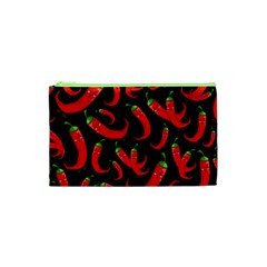 Seamless-vector-pattern-hot-red-chili-papper-black-background Cosmetic Bag (xs) by uniart180623