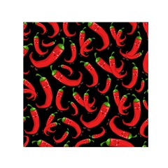 Seamless-vector-pattern-hot-red-chili-papper-black-background Square Satin Scarf (30  X 30 ) by uniart180623