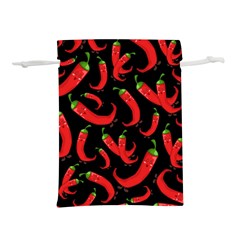 Seamless-vector-pattern-hot-red-chili-papper-black-background Lightweight Drawstring Pouch (m) by uniart180623